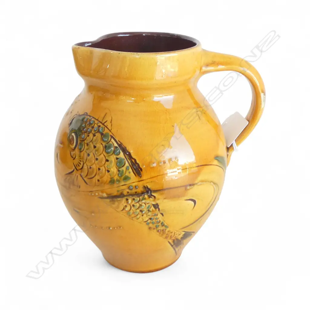ARTS & CRAFTS C. H. BRANNAM BARUM STUDIO POTTERY JUG STAMPED LIBERTY & Co. H.170mm Image 1++