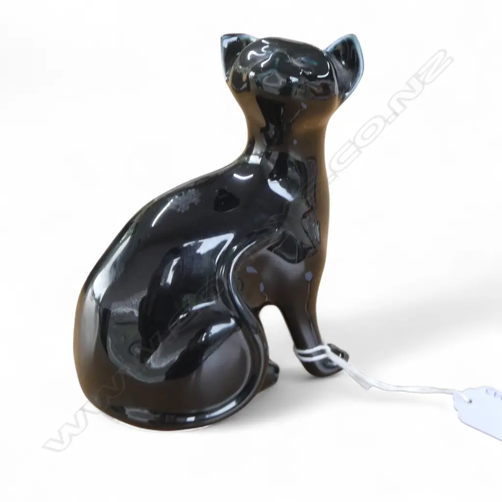 VINTAGE 'COQUET' BLACK CERAMIC CAT H.130mm Image 1++