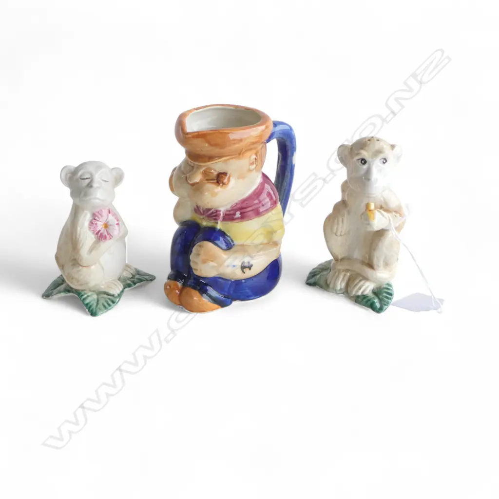 COPELAND SPODE TOBY JUG, H.170mm, POPEYE 1920's JUG, H.110mm & PR MONKEY P & S Image 1++