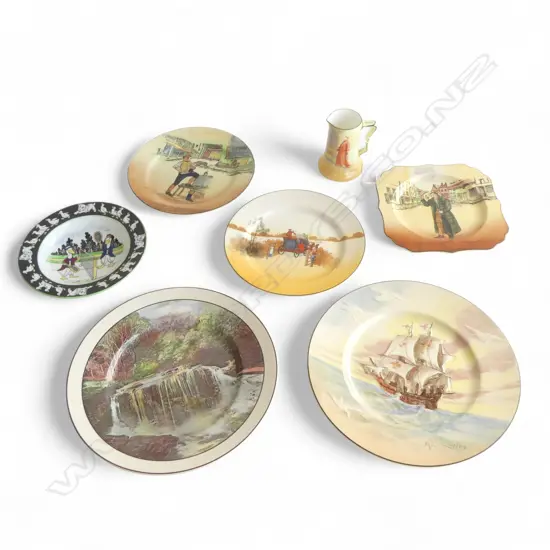 5 ASST. ROYAL DOULTON PLATES + JUG H.105mm + CARLTON WARE NURSERY WARE