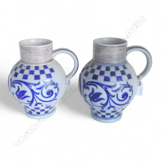 PR 18thC STYLE GERMAN WESTERWALD STONEWARE JUGS H.200mm