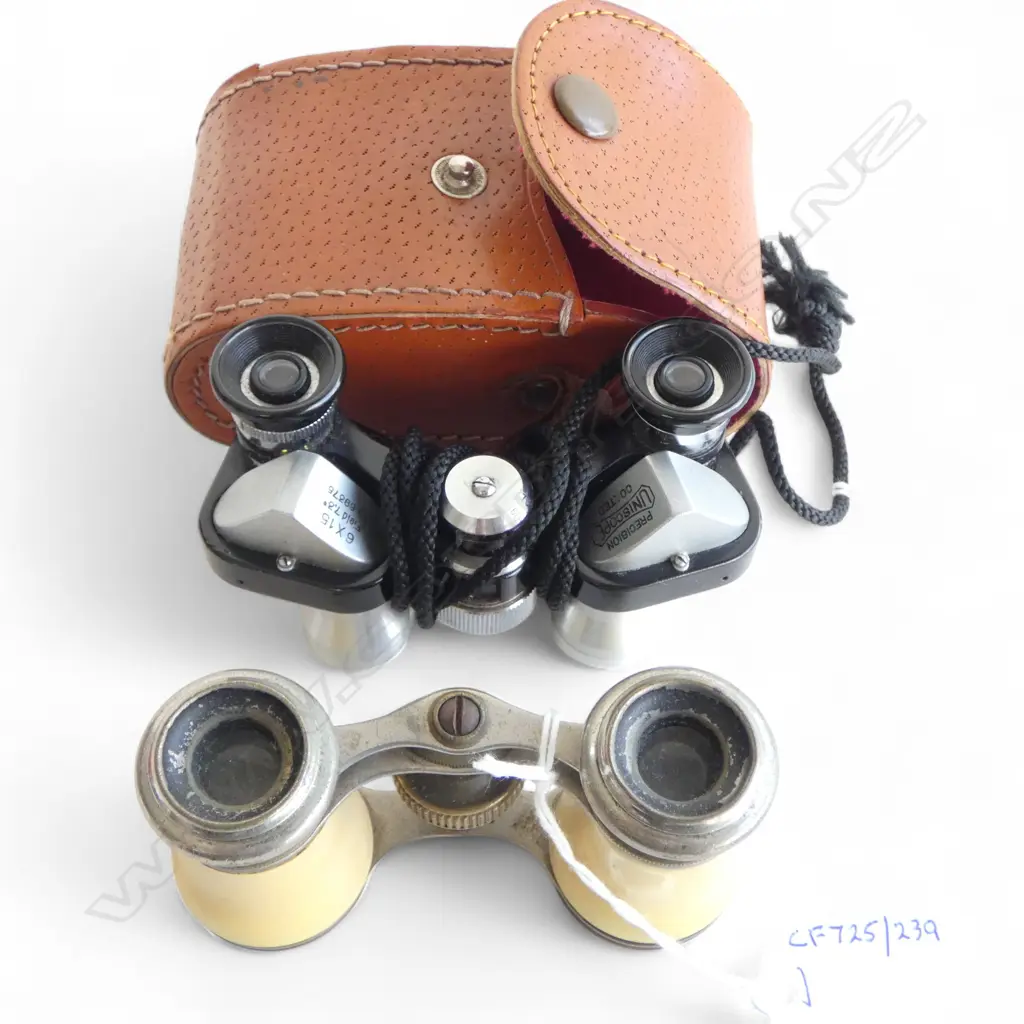 LEATHER CASED PR OPERA GLASSES & UNCASED VINTAGE PR OPERA GLASSES Image 1++