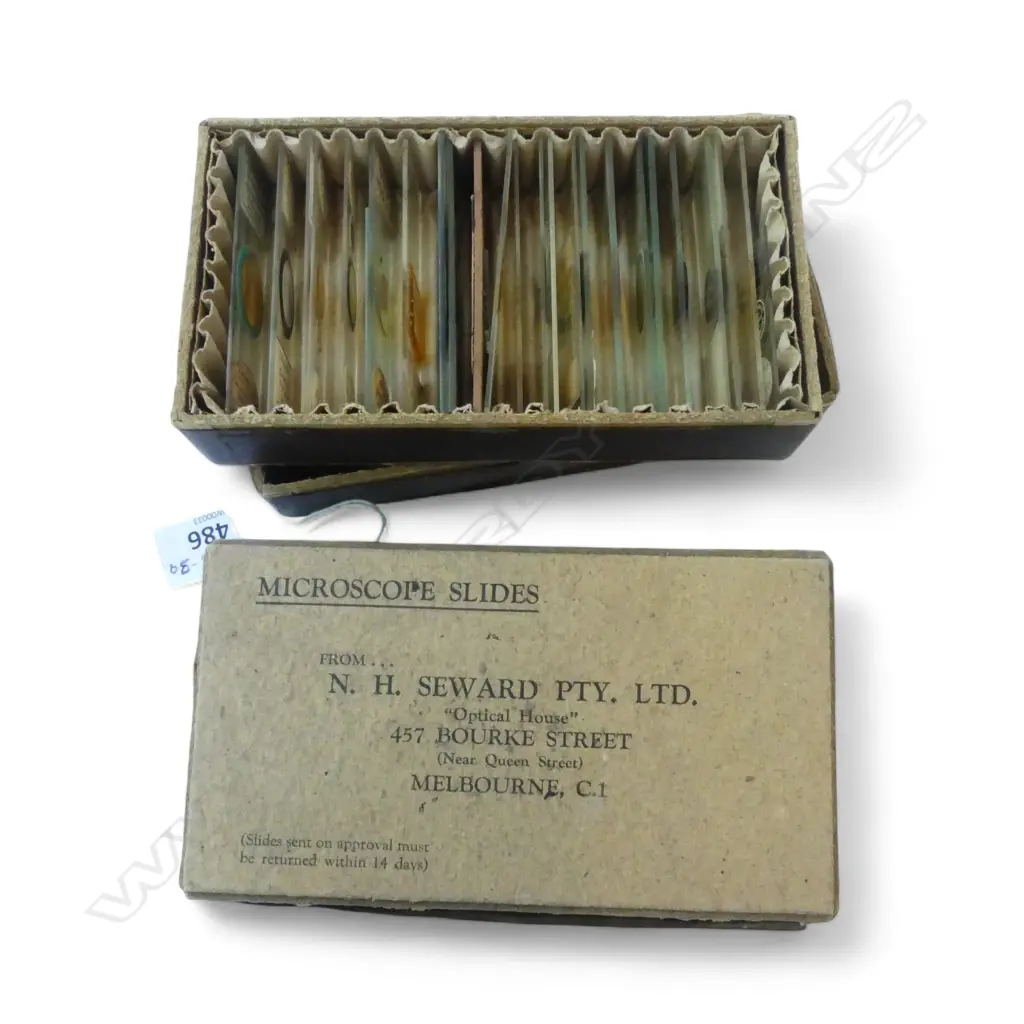 2 BOXES OF VINTAGE MICROSCOPE SLIDES  Image 1++