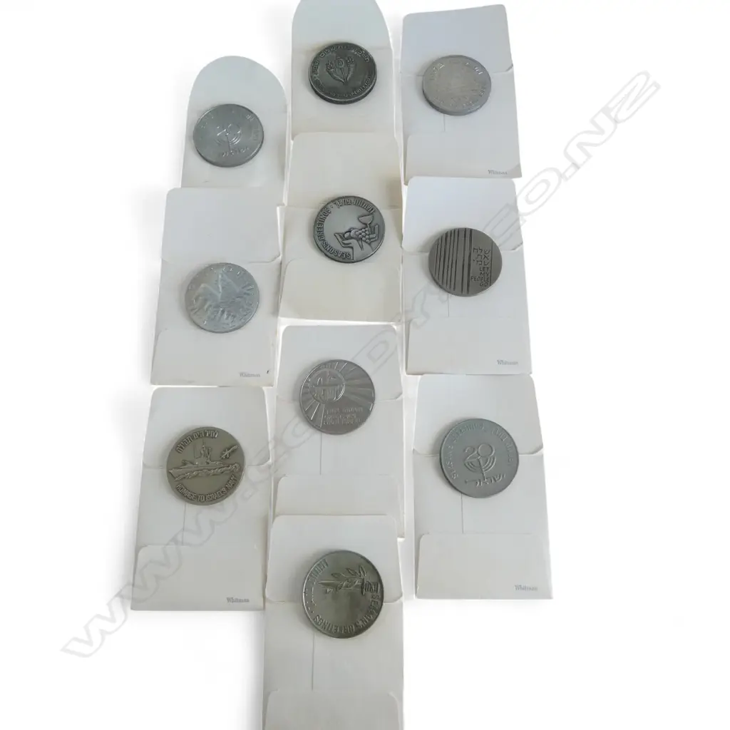 10 ISRAELI MEDALS individually sleeves with details: 1967 New York token etc Image 1++