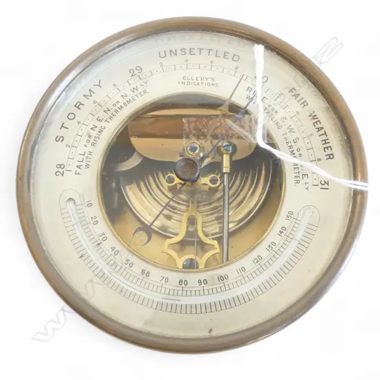 ENGLISH BAROMETER 'ELLERYS INDICATIONS' 130mm dia