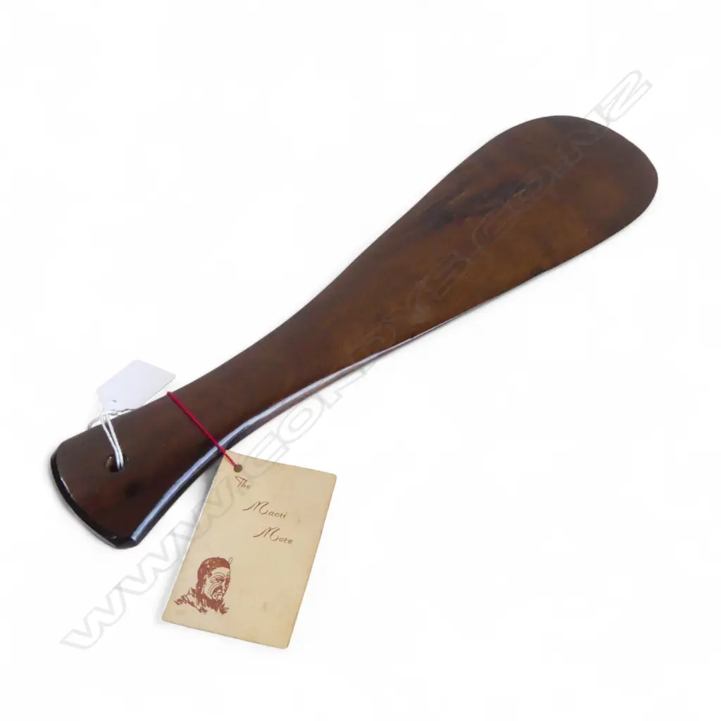 'THE MAORI MERE' 'Ngapuhi Mere' probably puriri. Labelled. L.375mm. Image 1++