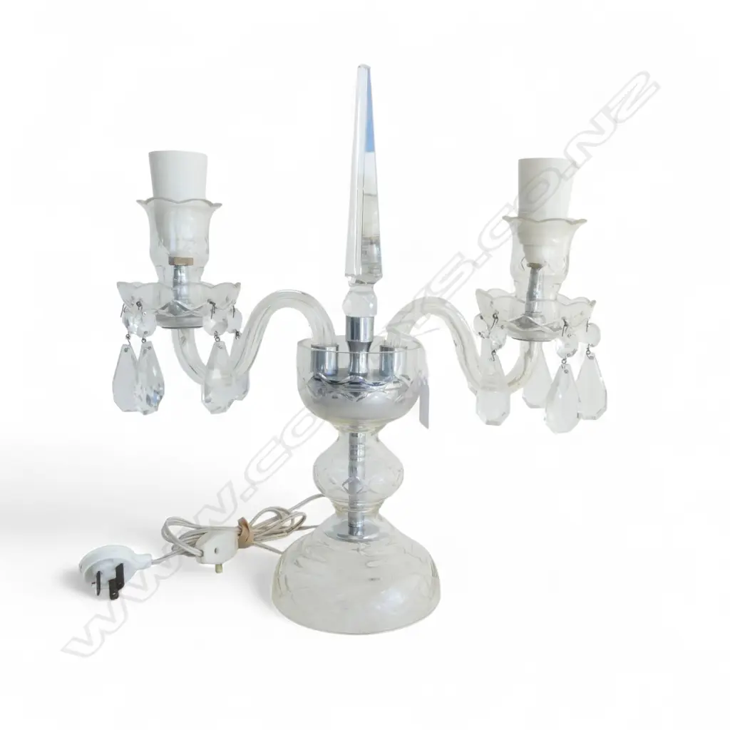 CRYSTAL TABLE CANDELABRA LUSTRE LAMP, H.380mm Image 1++
