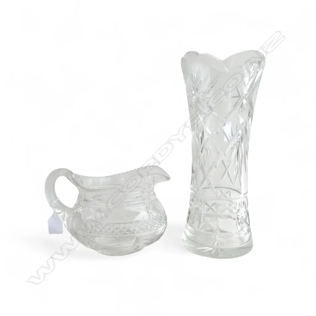 CUT CRYSTAL VASE H320MM & CUT CRYSTAL JUG H130MM Image 1++