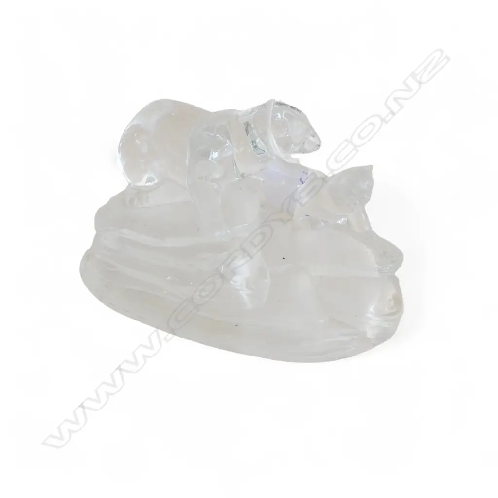 CRISTAL D'ARQUES LEAD CRYSTAL POLAR BEAR GROUP W.130mm Image 1++