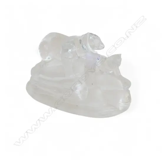 CRISTAL D'ARQUES LEAD CRYSTAL POLAR BEAR GROUP W.130mm