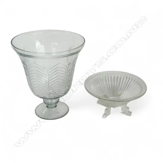 2 GLASS VASES; LARGEST H.305mm w. chip to base