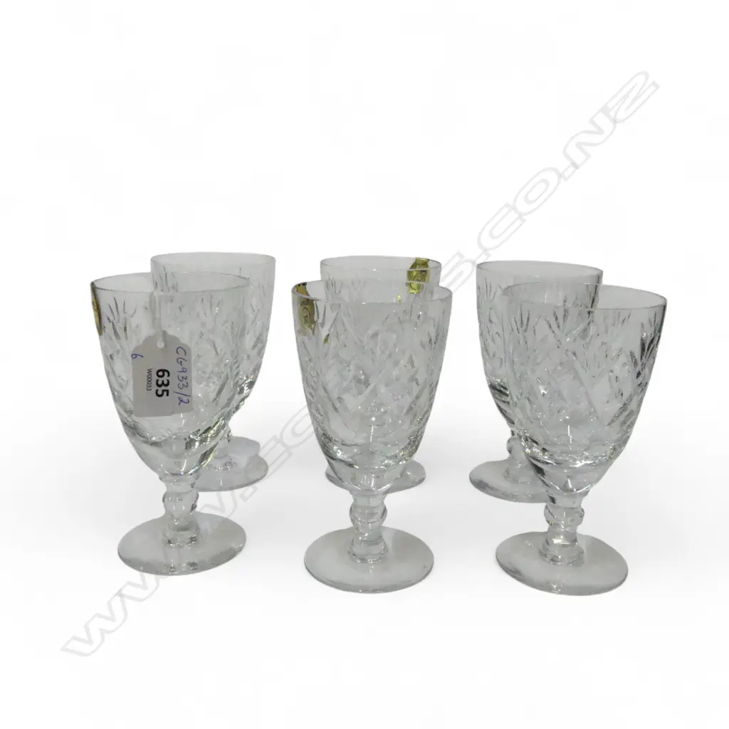 SET OF 6 WEBB CORBETT ‘GEORGIAN’ CUT CRYSTAL WINE GLASSES, H.130MM Image 1++