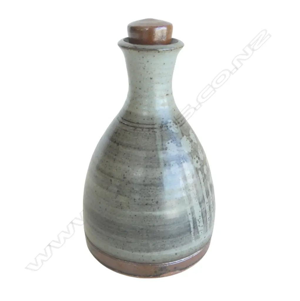 PETER STITCHBURY (PETER STITCHBURY) N.Z. STUDIO POTTERY FLASK H.220mm wax resist decoration Image 1++