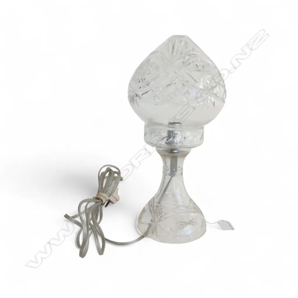 HANDCUT CRYSTAL LAMP, 2 PARTS, H.340mm, needs rewiring Image 1++