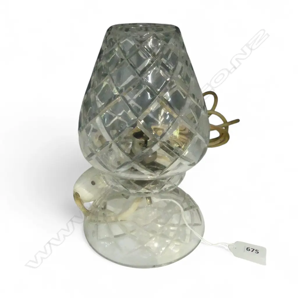SML HANDCUT CRYSTAL LAMP, 2 PARTS, H.210mm, needs rewiring Image 1++