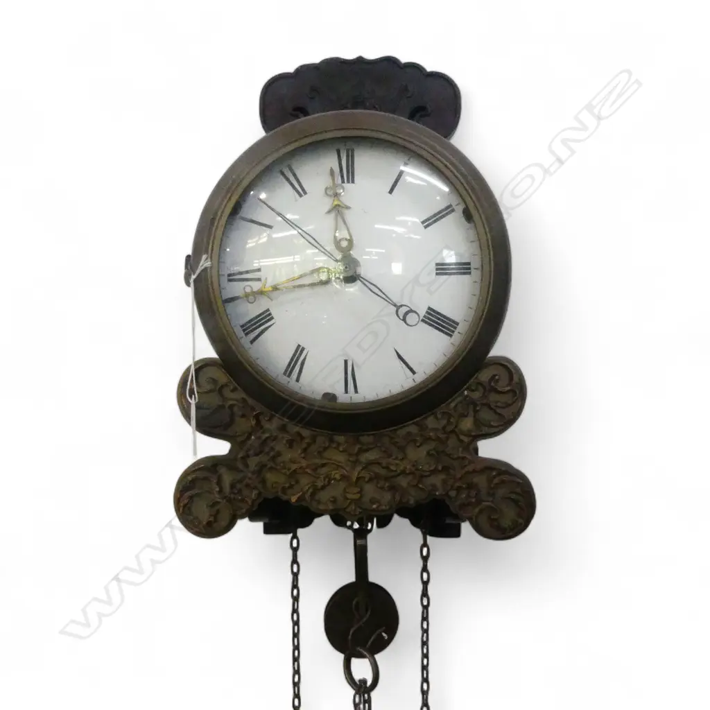 ANTIQUE WALL CLOCK (UNIT 240x190x400mm) + CHAINS, PENDULUM & WEIGHT Image 1++