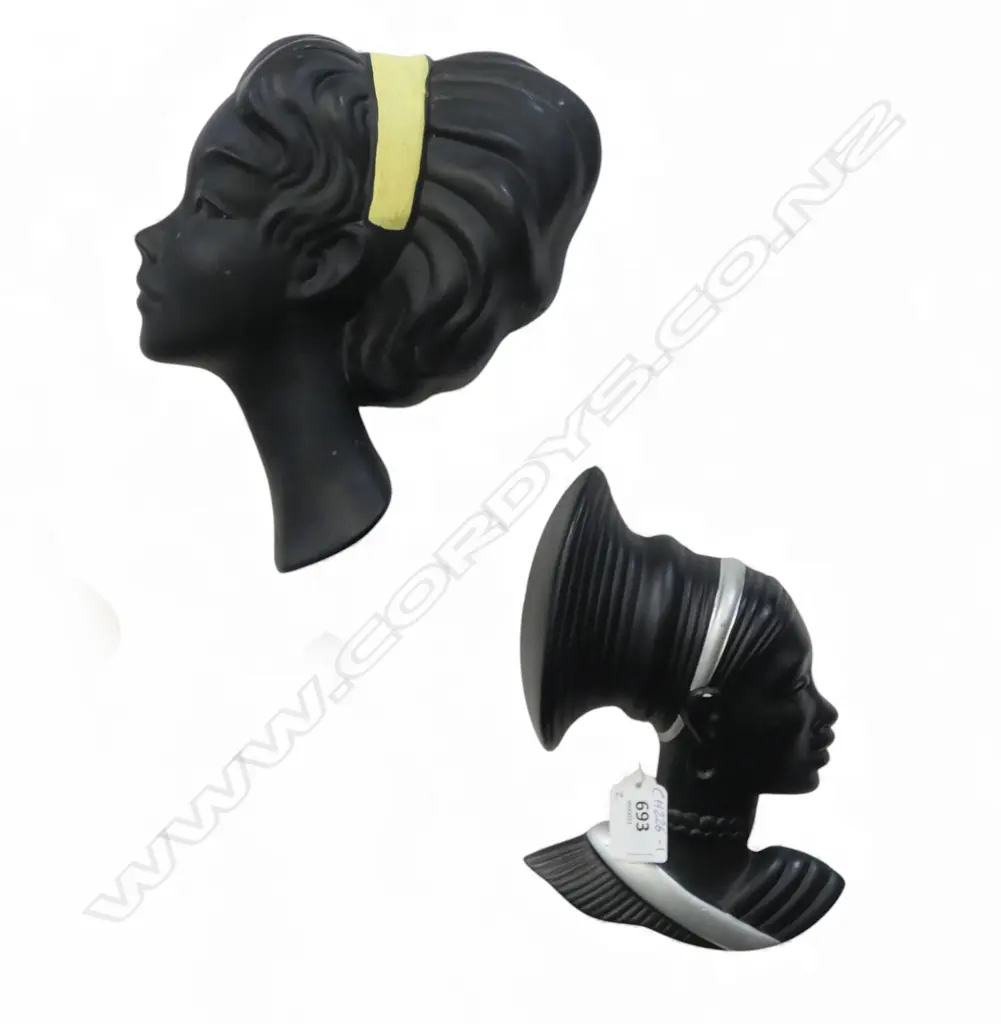 2 20thC WALL HANGING BUSTS H.230mm Image 1++