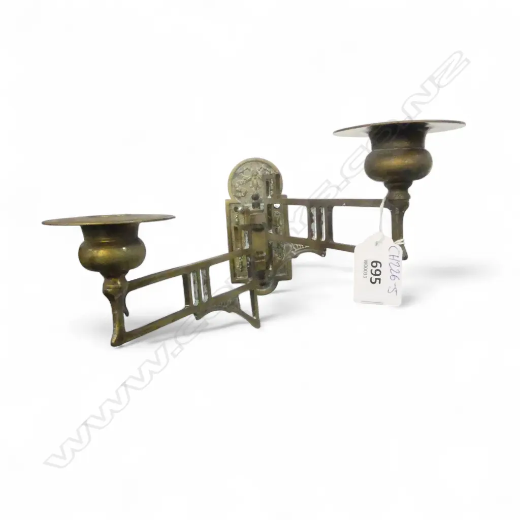 BRASS ART NOUVEAU 2 BRANCH PIANO SCONCE H.140mm Image 1++