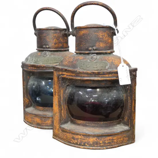 PR VINTAGE COPPER SHIPS PORT & STARBORD LAMPS H210