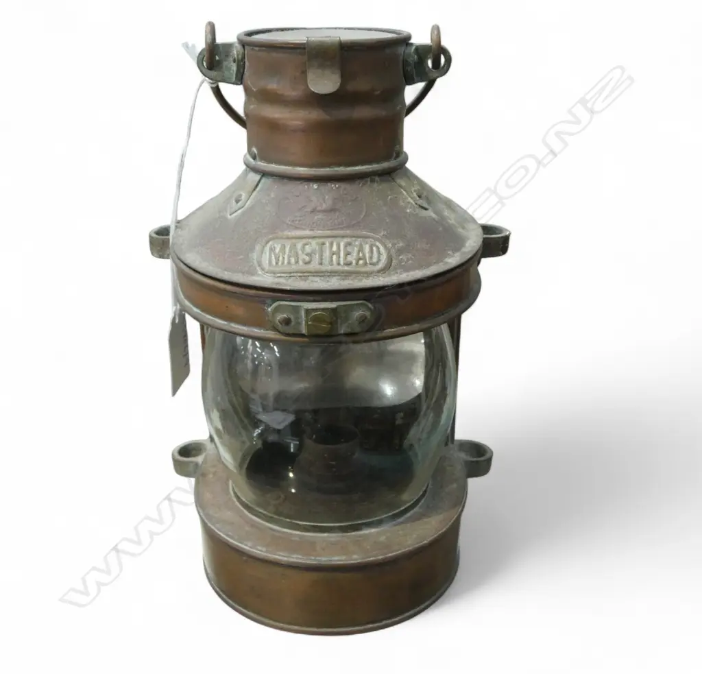 VINTAGE COPPER MASTHEAD LAMP H230MM Image 1++