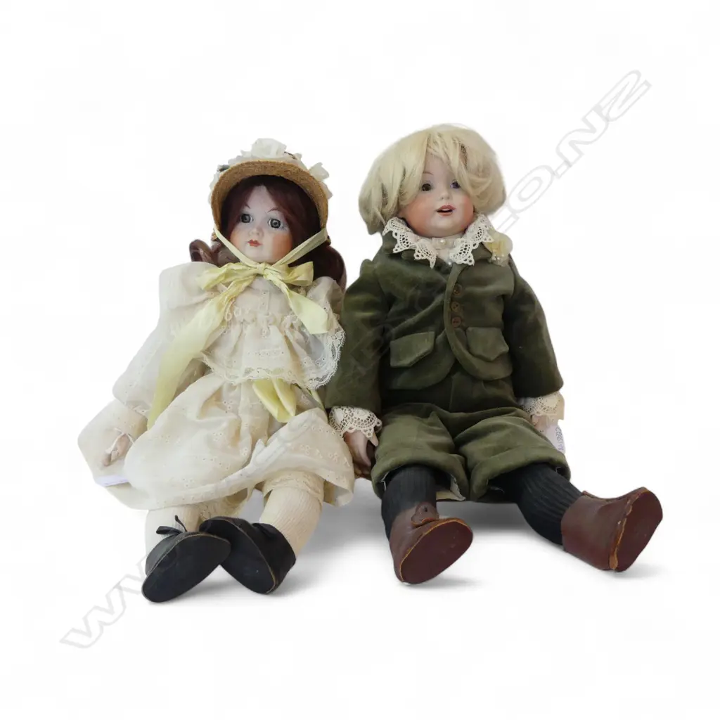 2 ANTIQUE PORCELAIN DOLLS; 1 GERMAN 'JDK' 247 SIGNED GILL '83 Image 1++