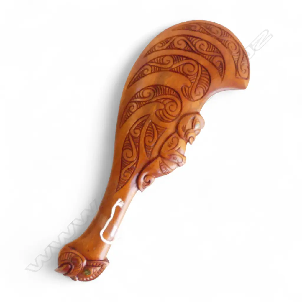 CARVED WOODEN PATU L.350mm Image 1++