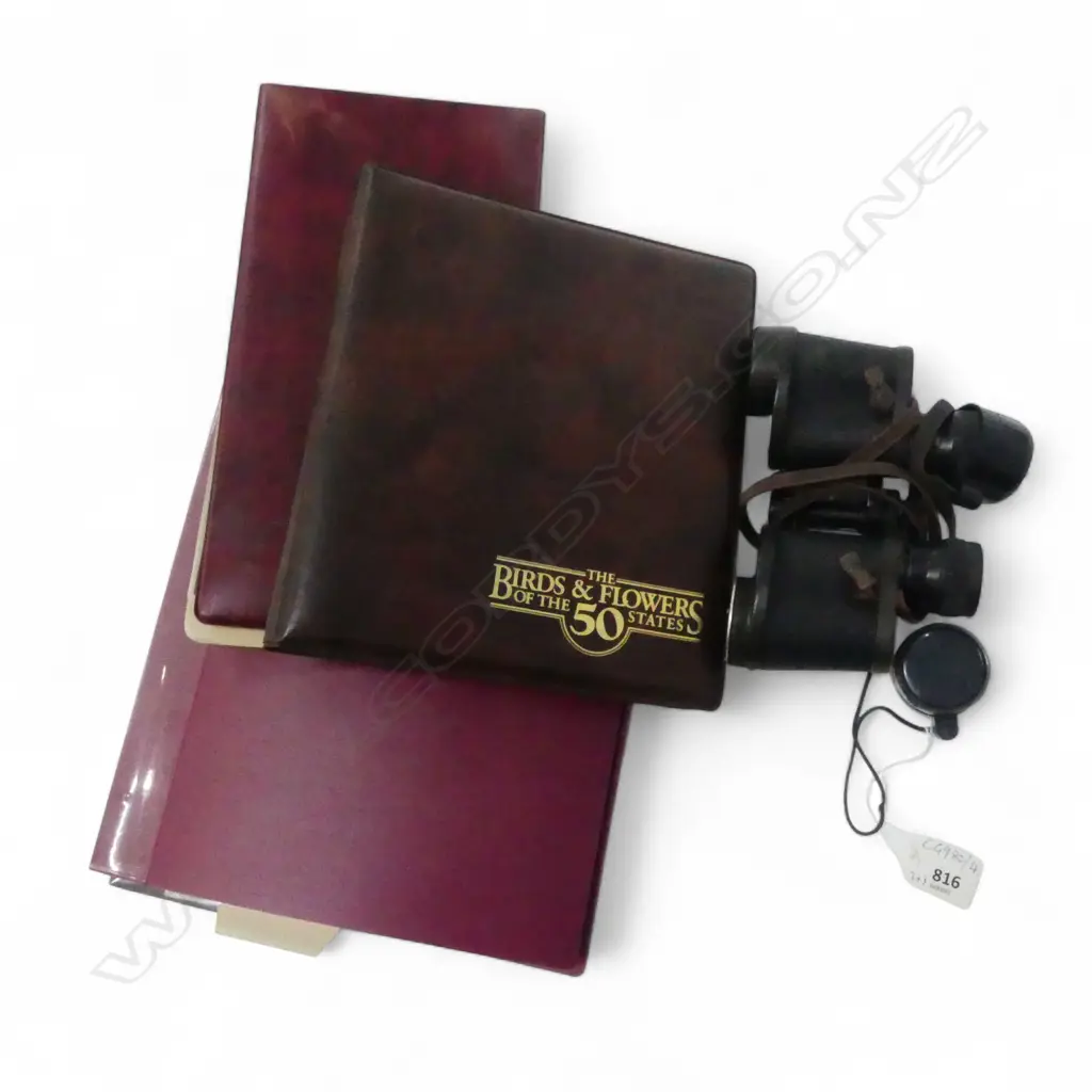 3 ALBUMS; STAMPS, FDCs, BANK NOTES + PR BINOCULARS Image 1++