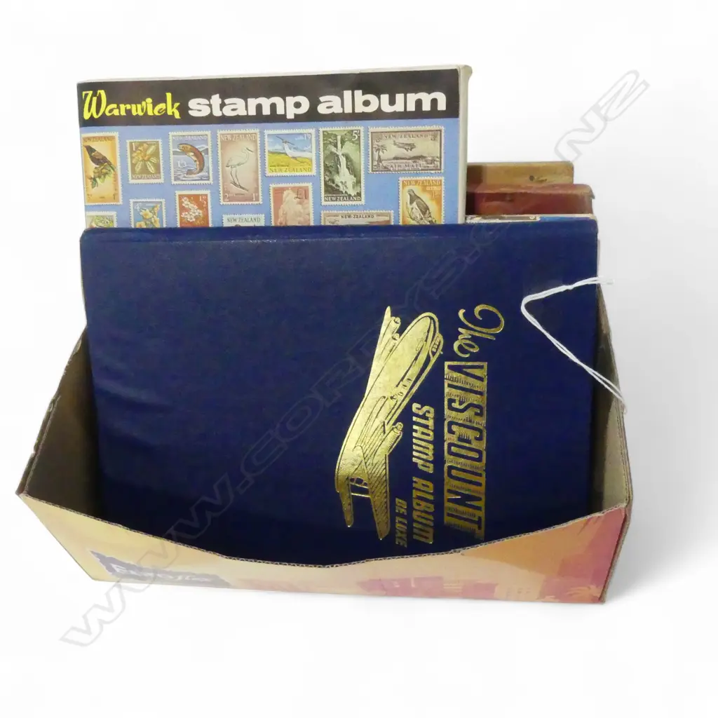 COLLECTION OF 8 VINTAGE STAMP ALBUMS NZ WORLD ETC Image 1++