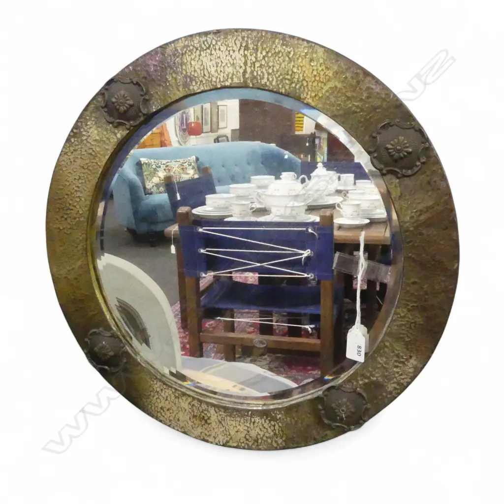 VINTAGE METAL FRAMED MIRROR 500mm dia Image 1++
