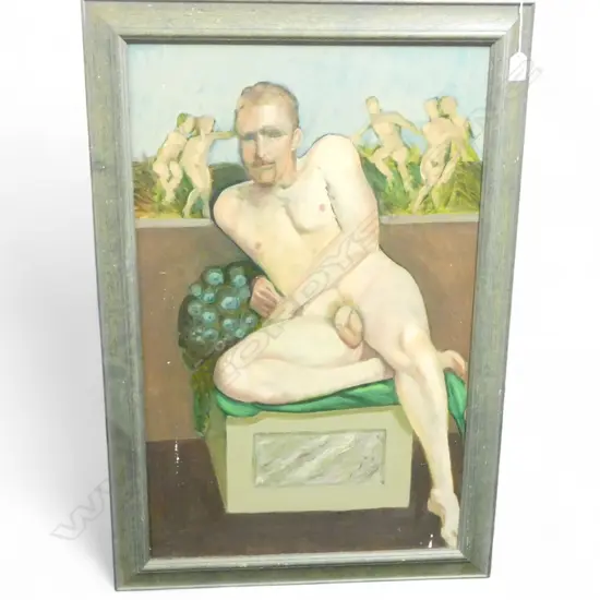 CHARLES ROSE (1921-2017) 'NICK IN THE SISTINE CHAPEL' OIL ON BOARD 750x470mm