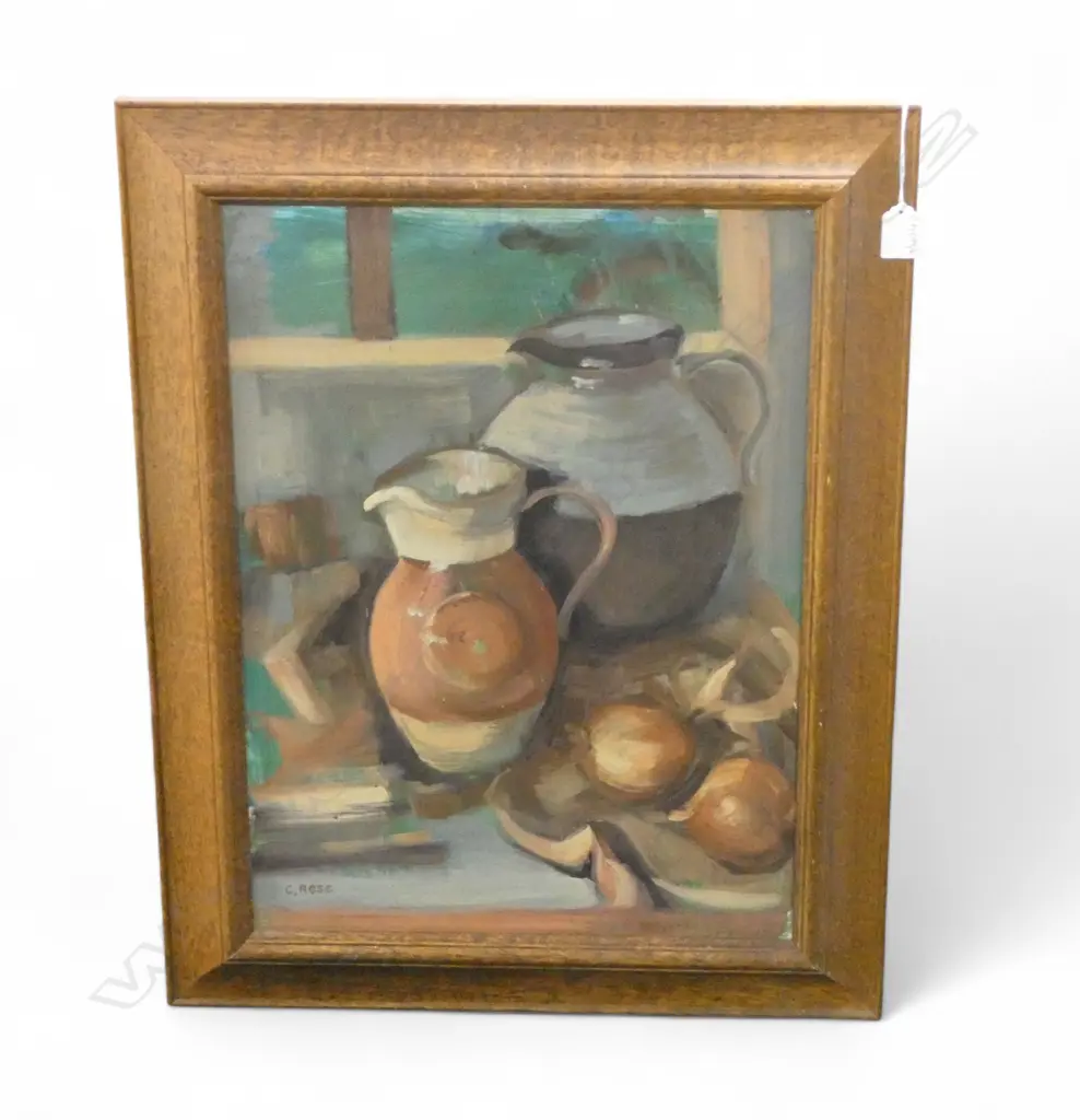 CHARLES ROSE (1921-2017) 'JUGS AND ONIONS' OIL ON BOARD 535x390mm SIGNED Image 1++
