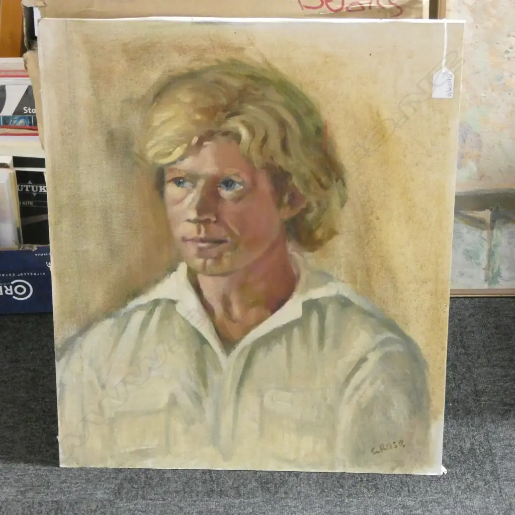 CHARLES ROSE (1921-2017) UNTITLED MALE PORTRAIT, OIL ON BOARD 555x405mm Image 1++