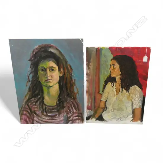 2 CHARLES ROSE (1921-2017) PORTRAITS OF A WOMAN, BOTH OIL ON BOARD, UNFRAMED, LARGER SIGNED 560x405mm / 610x465mm