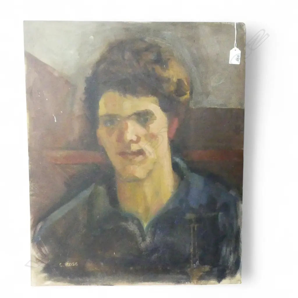 CHARLES ROSE (1921-2017), PORTRAIT OF A MAN, OIL ON BOARD 610x495mm SIGNED & 'C. ROSE ROCKY BAY WAIHEKE' VERSO Image 1++