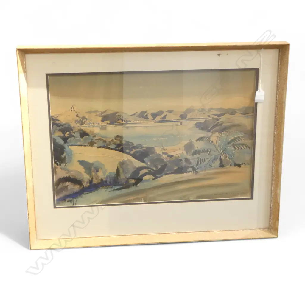 CYRIL WHITEOAK 'STILL DAY AT MILFORD SOUND' WC 1961 360x535mm, SIGNED & DATED Image 1++