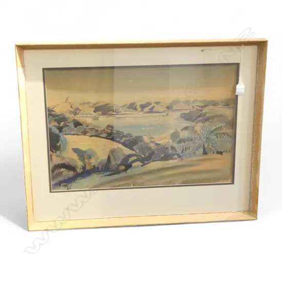 CYRIL WHITEOAK 'STILL DAY AT MILFORD SOUND' WC 1961 360x535mm, SIGNED & DATED