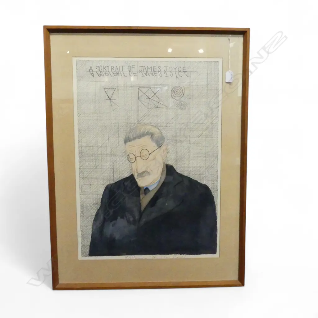 RALPH PAINE 'A PORTRAIT OF JAMES JOYCE' MIXED MEDIA ON PAPER, SIGNED & DATED '82 650x470mm Image 1++