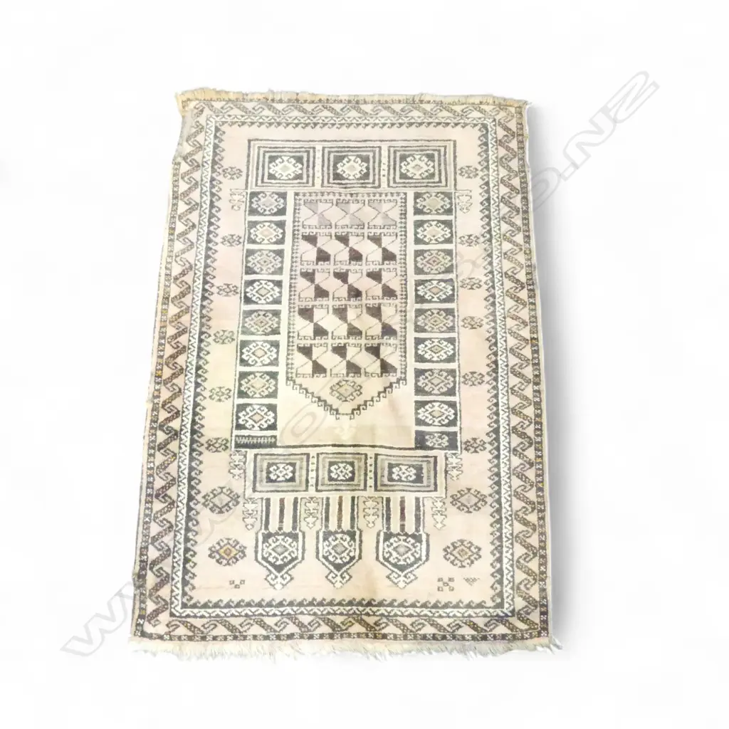 HAND KNOTTED ALL WOOL PRAYER RUG 1500x1050mm FAULTS Image 1++
