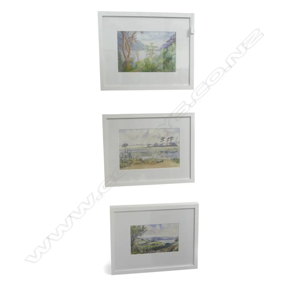 3 MODERN FRAMED WATERCOLOURS BY ELEANOR M. COWLES. LARGEST 195 x 295mm (IMAGE) UV GLAZED Image 1++