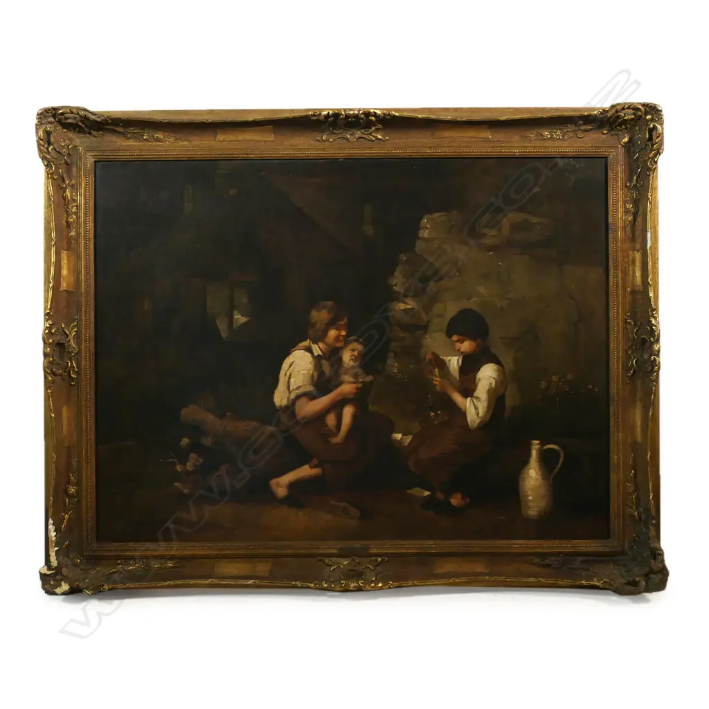 Attributed Joseph Binder (Vienna 1805 - 1863) untitled farmhouse courtyard scene with figures, Image 1++