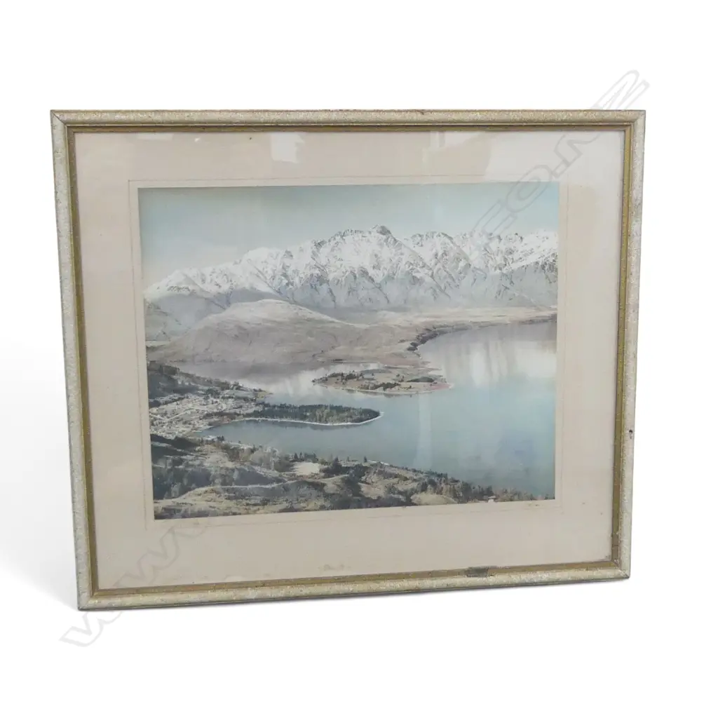 WHITE'S AVIATION VINTAGE PHOTO 'QUEENSTOWN' H/COLOURED 290 X 370mm signed & entitled Image 1++