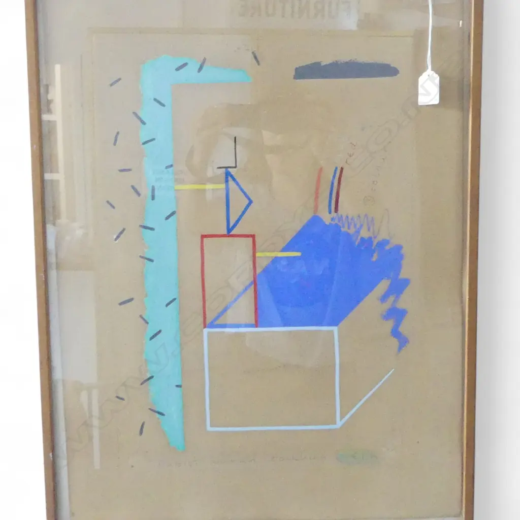 RALPH PAINE 'CUBIST WOMAN TOUCHING GREEN' GOUACHE ON PAPER, STAMPED & DATED '79 610x450mm Image 1++