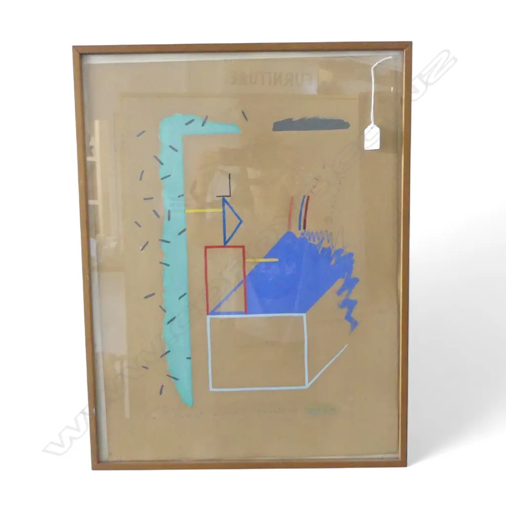 RALPH PAINE 'CUBIST WOMAN TOUCHING GREEN' GOUACHE ON PAPER, STAMPED & DATED '79 610x450mm Image 1++