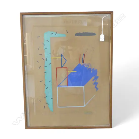 RALPH PAINE 'CUBIST WOMAN TOUCHING GREEN' GOUACHE ON PAPER, STAMPED & DATED '79 610x450mm