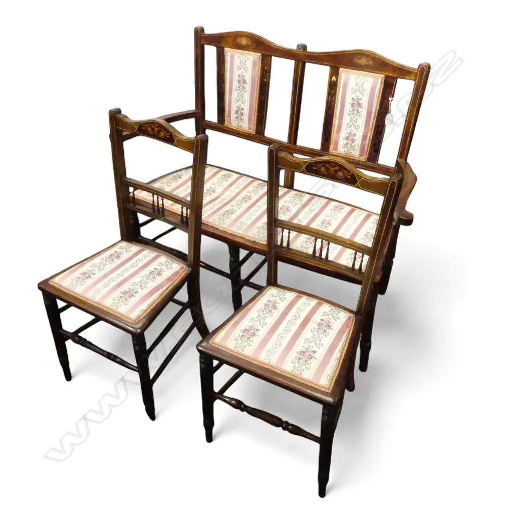 EDWARDIAN SHERATON REVIVAL PARLOUR SUITE Image 1++