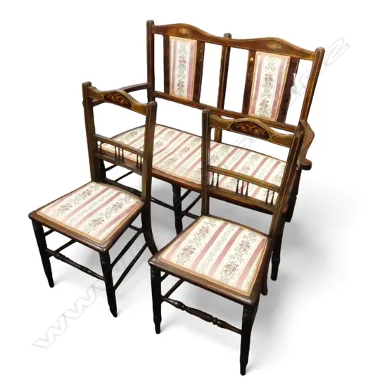 EDWARDIAN SHERATON REVIVAL PARLOUR SUITE