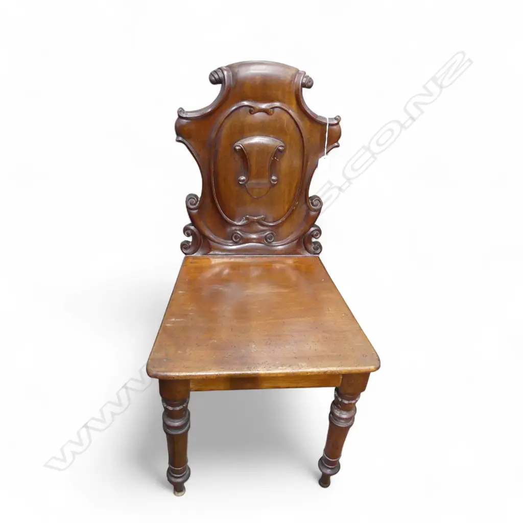 VICTORIAN MAHOGANY SHEILD BACK HALL CHAIR H850MM Image 1++
