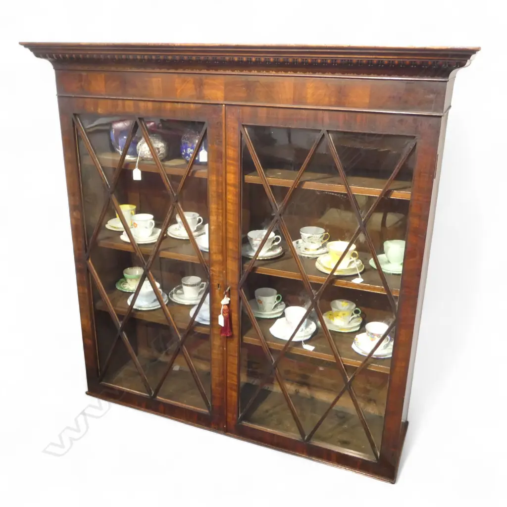 UPPER PORTION MAHOGANY ASTRAGAL GLAZE BOOKCASE CABINET 1335x400x1310mm Image 1++