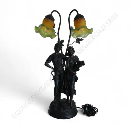 ANTIQUE STYLE SPELTER TABLE LAMP H.640mm