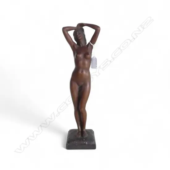 BRONZE LIKE RESIN ART DECO NUDE FIGURE H.360mm repair